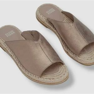 New in Box - Eileen Fisher Women's Light Gold Metallic Leather Espadrille